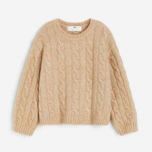 H & M Cozy Cable Knit Girl's Sweater - Beige (6x/7)